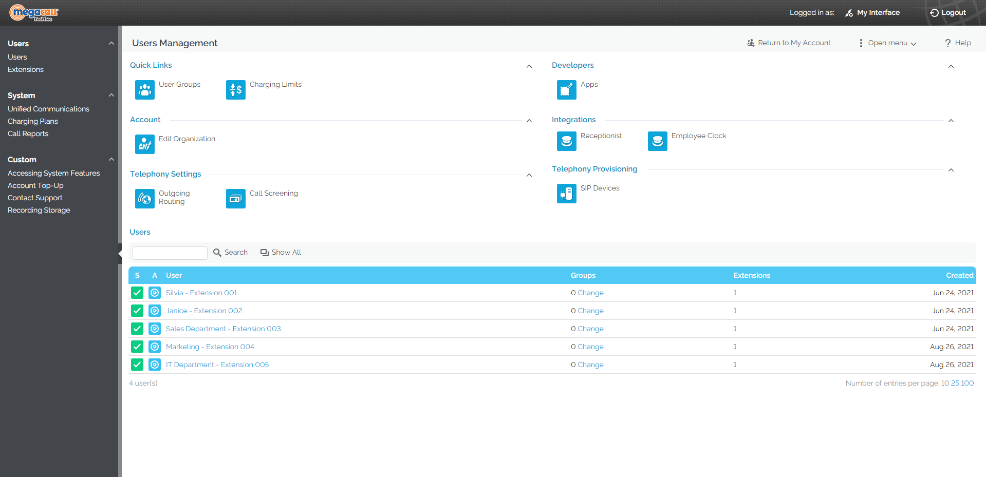 screenshot of Virtual Switchboard